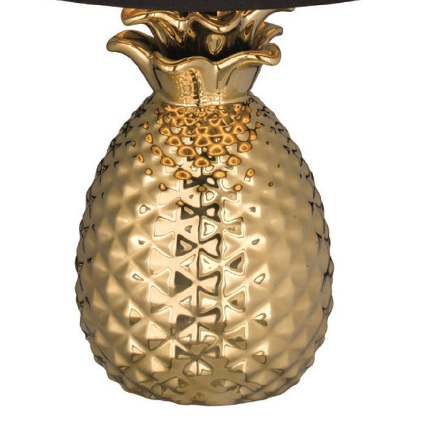 Gold Pineapple Table Lamp with Black Satin Shade