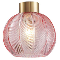 Pink Rib Glass Retro Pendant Light Shade