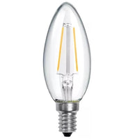 LED 2.1W (25W) Candle Lamp SES E14 Clear Filament 250lm 2700k Warm White