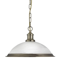 Aged Brass & White Marble Dome Pendant Light