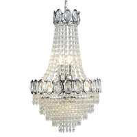 Polished Chrome & Crystal Bead Traditional 6 Lamp Chandelier Light 38cm