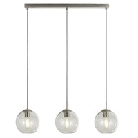Polished Chrome & Clear Glass Dome 3 Lamp Bar Pendant Light 86cm