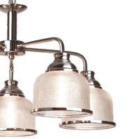 Satin Silver & Holophane Vintage Retro Pendant Light