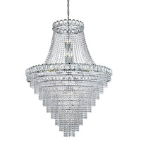 Polished Chrome & Crystal Bead Traditional 28 Lamp Chandelier Light 100cm