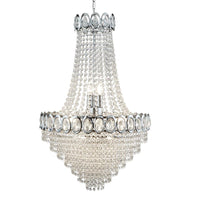 Polished Chrome & Crystal Bead Traditional 11 Lamp Chandelier Light 54cm