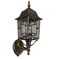 Trio 205960128 Antique Brass and Clear Glass Vintage Outdoor Up Lantern Wall Light - 42cm Height