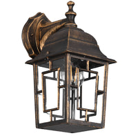 Trio 205967128 Antique Brass and Clear Glass Vintage Outdoor Down Lantern Wall Light - 30cm Height