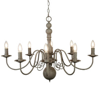 Grey Textured Metal Vintage Shabby Chic 8 Lamp Pendant Light 63cm