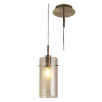 Bronze & Champagne Cylinder Glass Modern Pendant Light 13cm