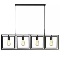 Searchlight 23203-4BK Modern 4 Lamp Black Geometric Open Frame Pendant Ceiling Light - 113cm Diameter