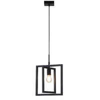 Searchlight Plaza 23203BK Modern Black Geometric Open Frame Pendant Ceiling Light - 150cm Height