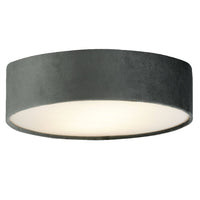 Grey Velvet & Opal Diffuser Vintage Round Flush Drum Light 38cm