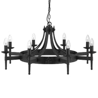 Black Wrought Iron Vintage Gothic 8 Lamp Pendant Light 85cm