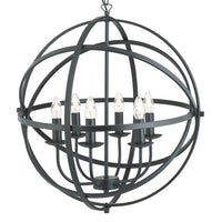 Vintage Metal Banded 6 Lamp Pendant Ceiling Light