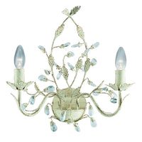 Cream Gold & Crystal Metal Vintage Shabby Chic 2 Lamp Wall Light 40cm
