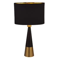 Antique Copper Vintage Conical Table Lamp with Black Oval Shade 59cm