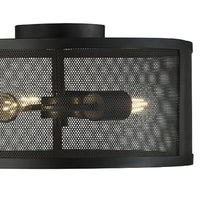 Satin Black Mesh Cage Flush Light