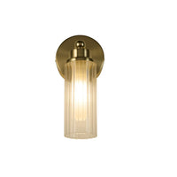 Searchlight 29981SB Satin Brass & Ribbed Glass Bathroom Vintage Single Lamp Wall Light 