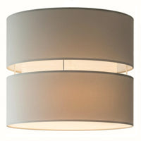 Loxton 2LAY25LTGRY Soft Grey Cotton Fabric Double Layer Retro Easy Fit Drum Lampshade - 25cm Diameter