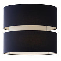 Loxton 2LAY25NAV Navy Blue Cotton Fabric Double Layer Retro Easy Fit Drum Lampshade - 25cm Diameter
