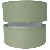 Loxton 2LAY25SG Sage Green Cotton Fabric Double Layer Retro Easy Fit Drum Lampshade - 25cm Diameter