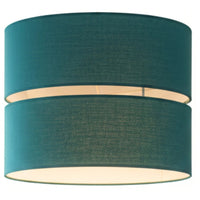 Loxton 2LAY25TB Teal Blue Cotton Fabric Double Layer Retro Easy Fit Drum Lampshade - 25cm Diameter