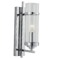 Polished Chrome & Clear Cylinder Glass Modern Wall Light 29cm