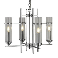 Chrome & Cylinder Glass Shade Large Pendant Light