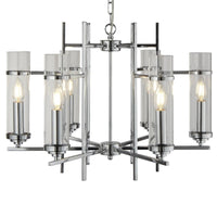 Chrome & Cylinder Glass Shade Large Pendant Light