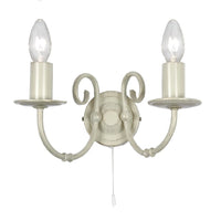 Ivory Twin Lamp Vintage Traditional Wall Light with Pull Switch - 300mm