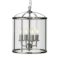 Chrome & Glass Pendant Light Lantern
