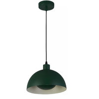 Searchlight 35410GR Forest Green Modern Metal Dome Pendant Ceiling Light with White Inner - 25cm Diameter
