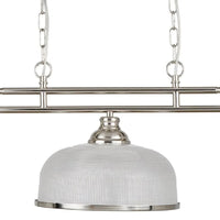 Antique Silver & Prism Glass Dome Bar Pendant Light