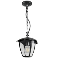 Trio Lighting 363260132 Black and Clear Outdoor Modern Hanging Pendant Lantern Wall Light IP44 - 82cm Length