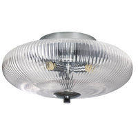 Polished Chrome Ribbed Glass Vintage Domed Flush Ceiling Light 30cm