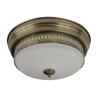 Vintage Antique Brass Flush Ceiling Light