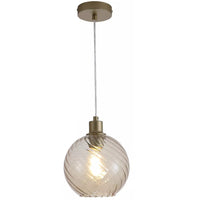 Searchlight 44520CP Gold and Champagne Swirl Glass Vintage Dome Pendant - 20cm Diameter