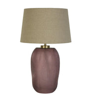 Pink Ribbed Glass Modern Table Lamp