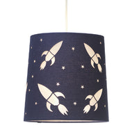 Navy Blue Rocket Ship Design Easy Fit Kids Pendant Shade