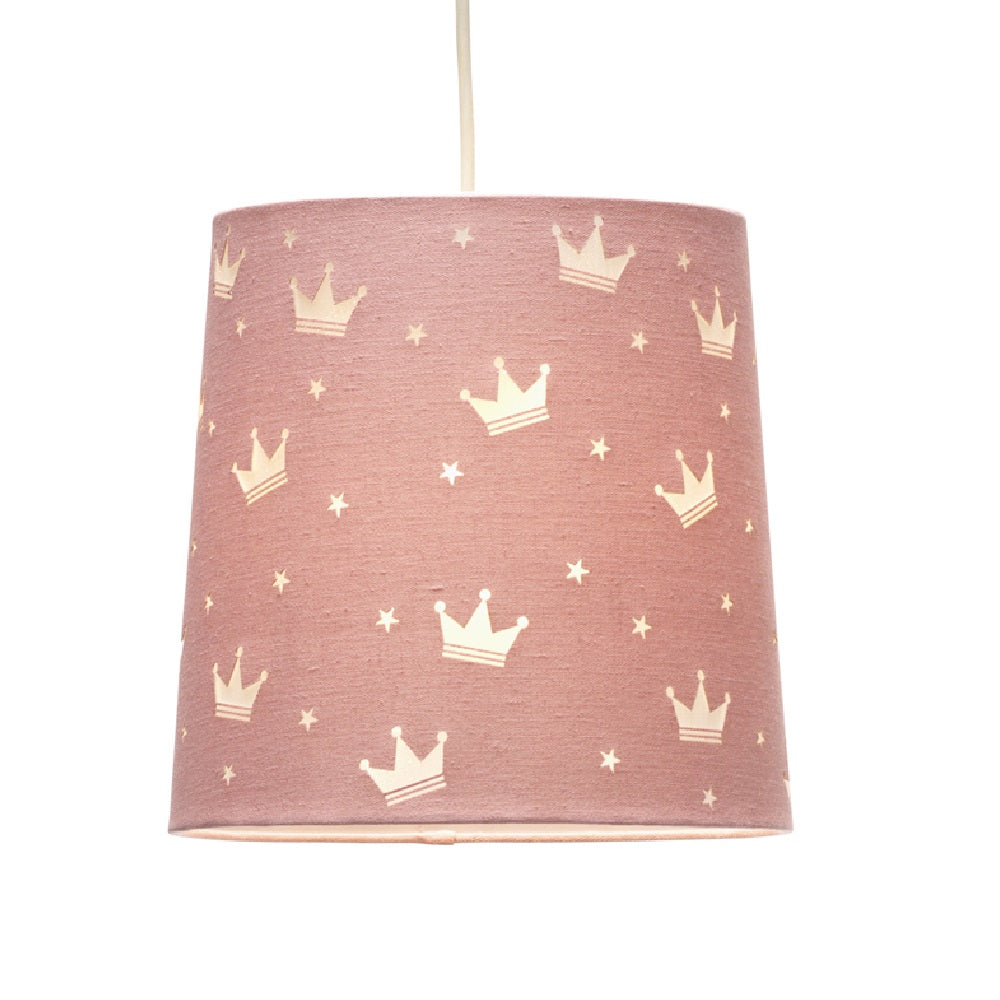 Pink Princess Crown Design Easy Fit Kids Pendant Shade 23cm ...