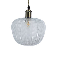 Oaks Lighting 4763 NE CL Clear Ribbed Oval Shaped Glass Modern Easy Fit Non Electric Pendant Shade - 22cm Diameter