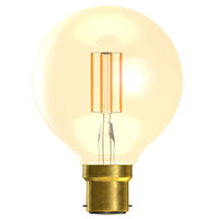 LED 4W (35W) Globe G80 Lamp BC B22 Amber Filament 410lm 2400k Extra Warm White