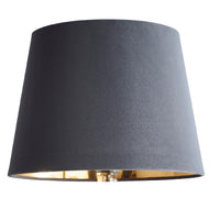 K Living Grey Velvet and Gold Inner Modern Easy Fit Tapered Drum Lampshade