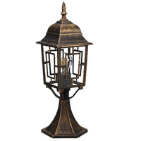 Trio 505960128 Antique Brass and Clear Glass Vintage Outdoor Lantern Pedestal Post Light - 47cm Height
