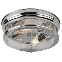 Polished Chrome & Clear Glass Bathroom Vintage Round 2 Lamp Flush Light 35cm
