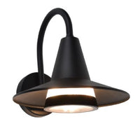 Lutec 5213901012 Swan Matt Black Outdoor Modern Swan Neck Down Lantern Wall Light IP54