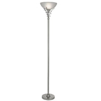 Satin Chrome & Opal Acid Glass Vintage Uplighter Floor Lamp 178cm