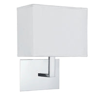 Searchlight 5519CC Polished Chrome Square Backplate Wall Light with Rectangular White Shade