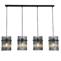 Searchlight 55620-4SM Black and Smoked Glass Rods Modern 4 Lamp Pendant Light - 110cm Length