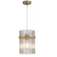 Searchlight 55620CP Champagne Gold and Glass Rod Modern Pendant Light - 20cm Diameter
